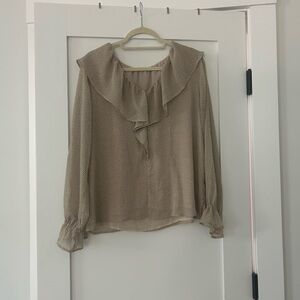 LOFT Beige Ruffle Blouse